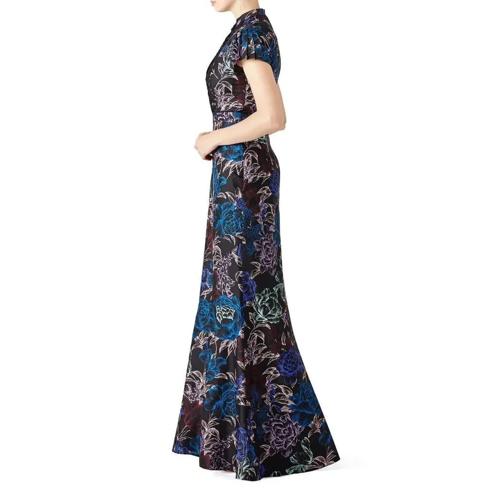 Emanuel Ungaro Black Floral Wisp Chiffon Formal Dress $2280 - Picture 6 of 13